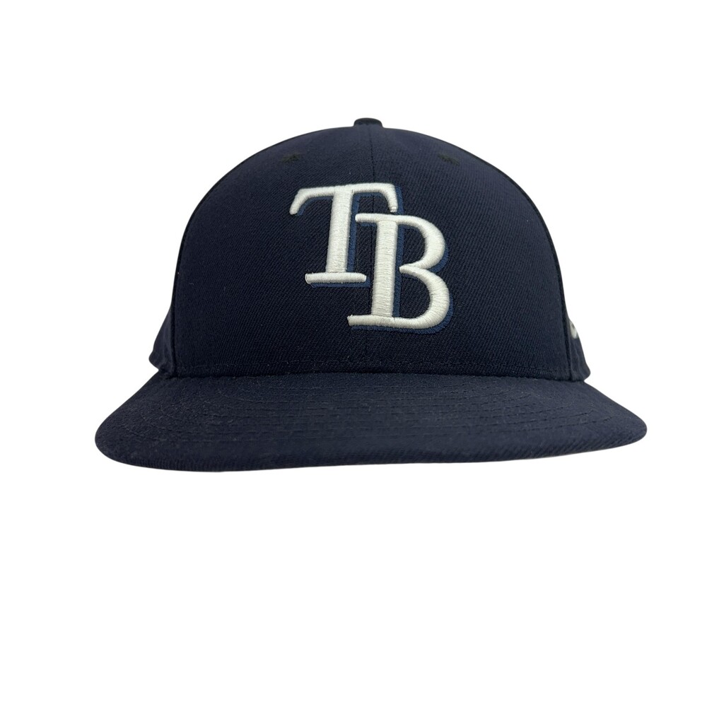 Tampa Bay Rays Hat Cap Fitted Mens 7 5/8 Navy Blue MLB Baseball New Era